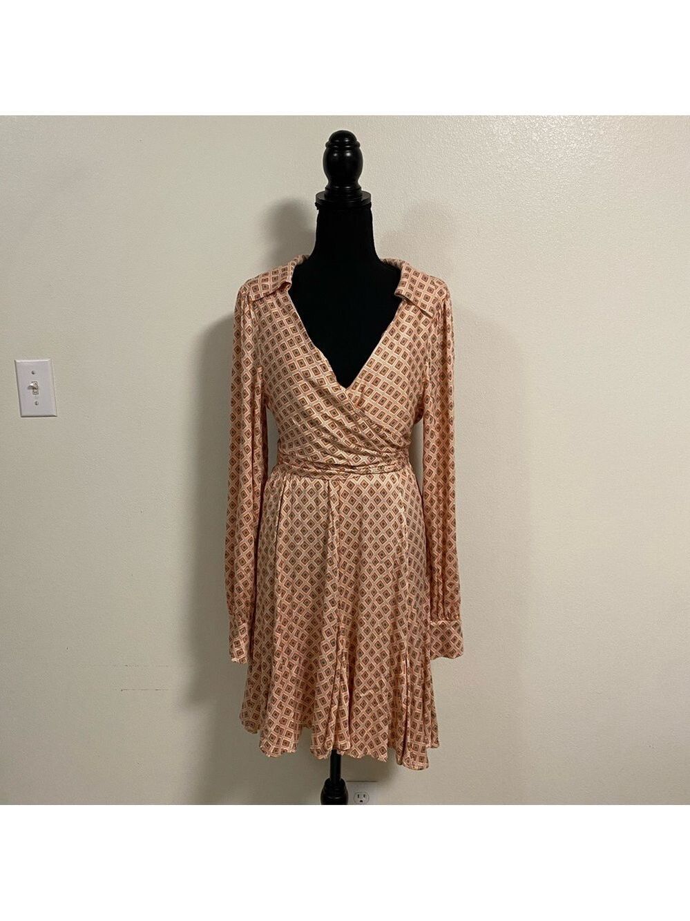 Free People Dress Women Size Large Ivory Combo It Takes Two Mini Dress Open Back